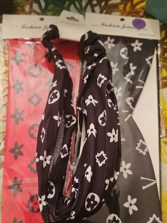 Fashion Jewelry Accessories - Fashion Jewelry Black Floral Patterned Hair Scarf Headband
